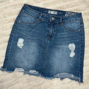 Rewash Vintage Reunion Distressed High-Waisted Denim Skirt size 3